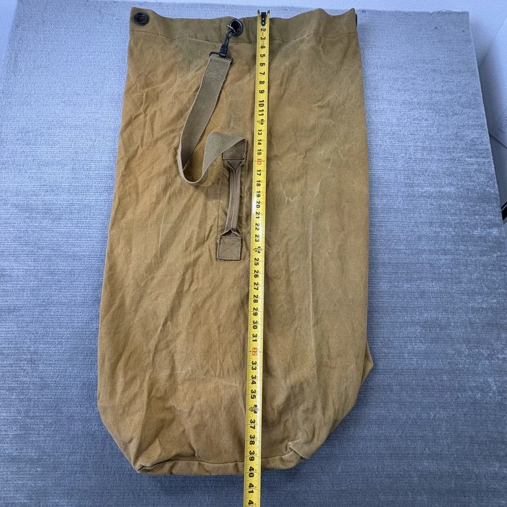 Vintage Military Duffle Bag Canvas Mustard Color Handle 1960's
